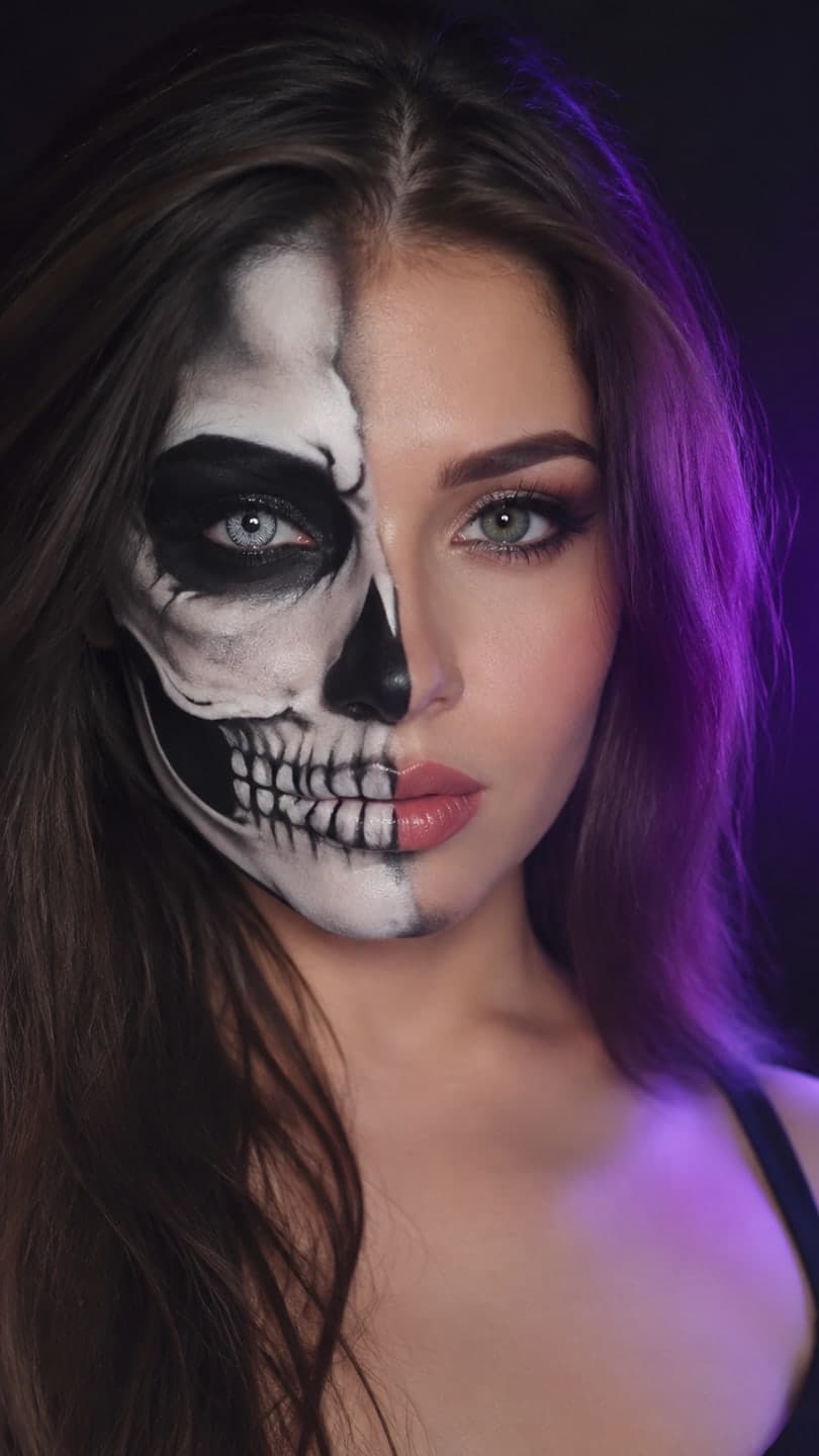Skull glam makeup example