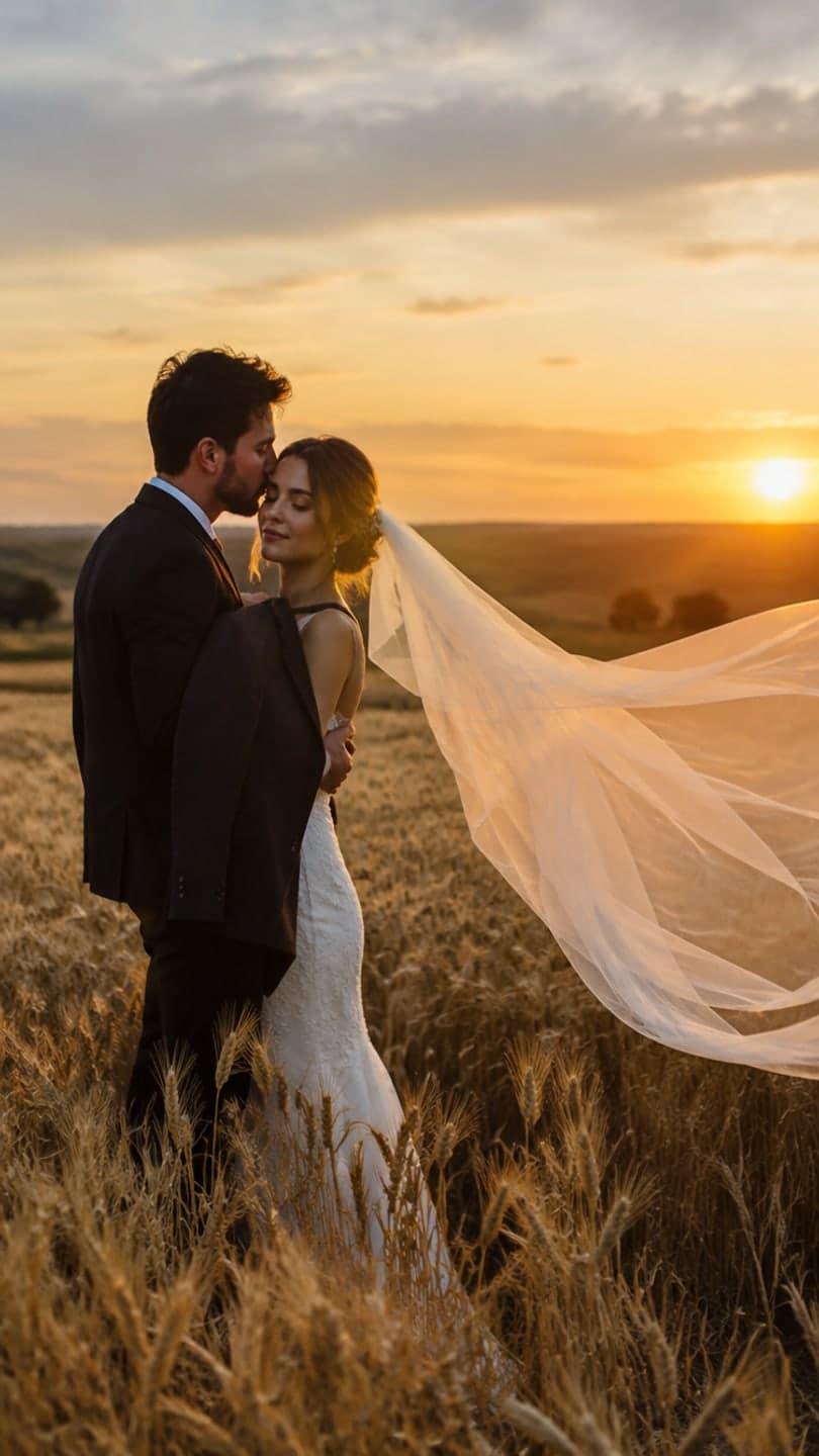 Sunset wedding — AI video template example