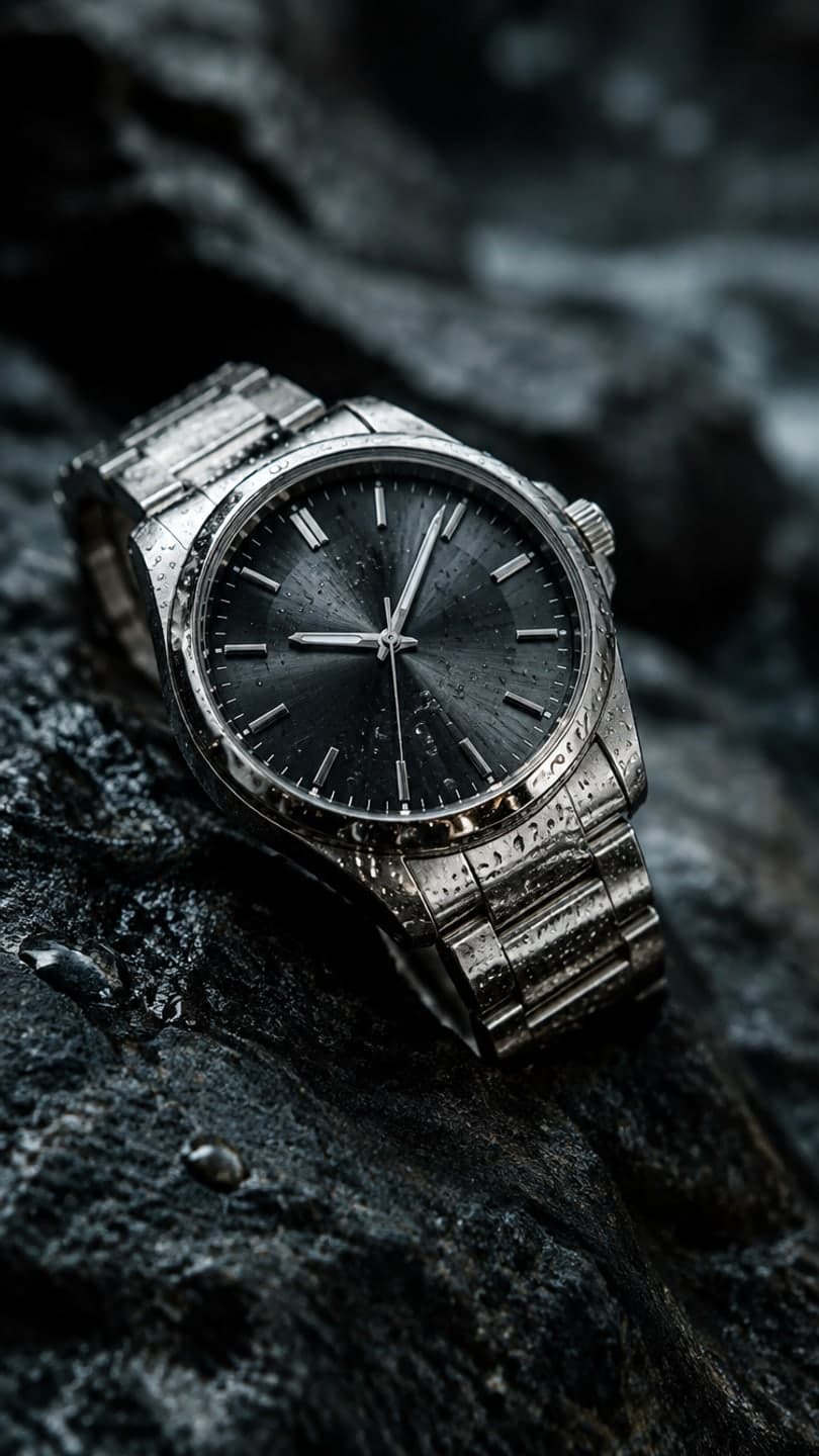 Watch on wet rock example