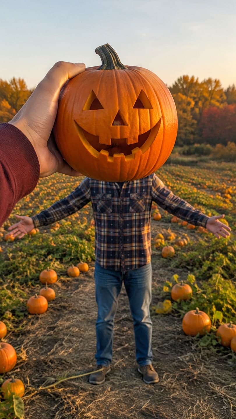 Pumpkin head illusion — AI video template example
